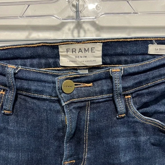 Frame Women Le Skinny de Jeanne Dark Wash Indigo Denim Jeans Size 26 - Picture 2 of 11